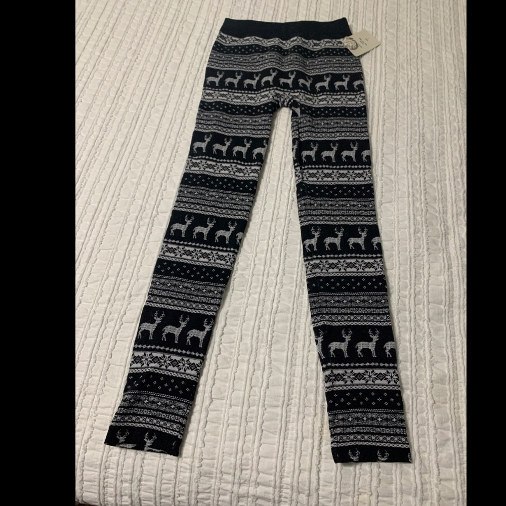 Pink Rose Fleece Leggings NWT
